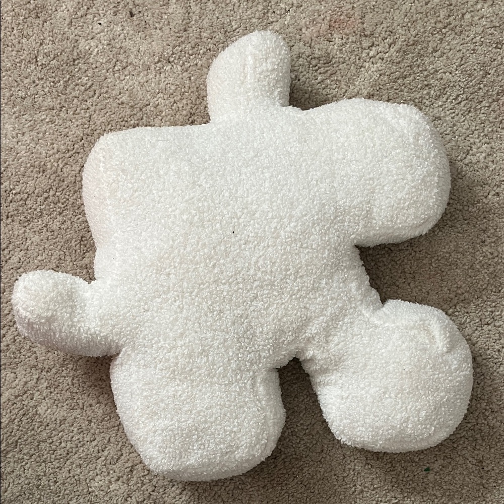 Plush White Puzzle Piece Accent Pillow